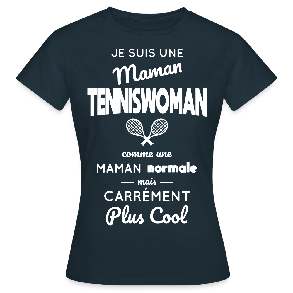 T-shirt Femme - Maman tenniswoman plus cool - marine