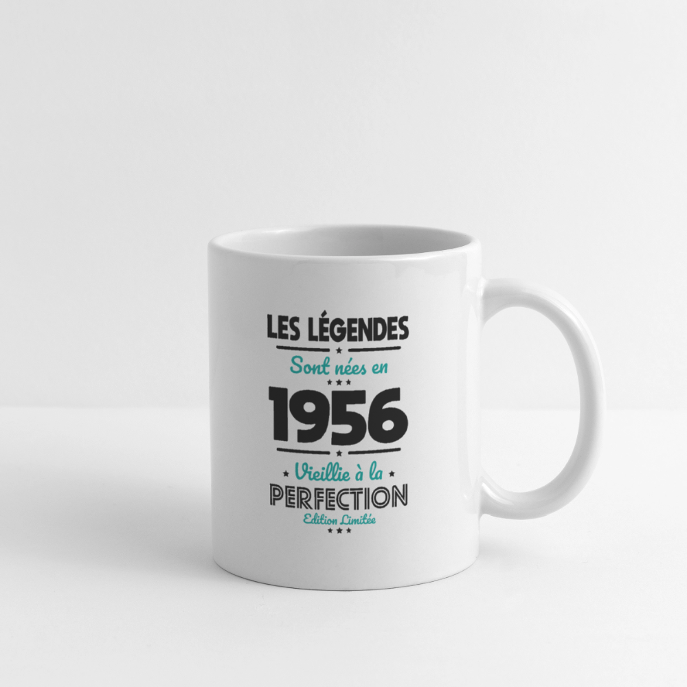 Mug anniversaire blanc femme 70 ans – Les légendes sont nées en 1956 - blanc