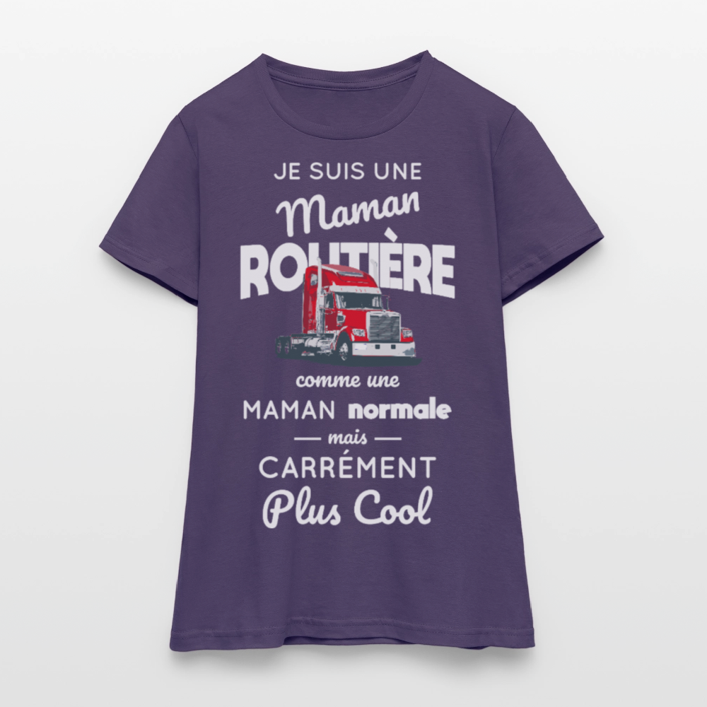 T-shirt Femme - Maman routière plus cool - violet foncé