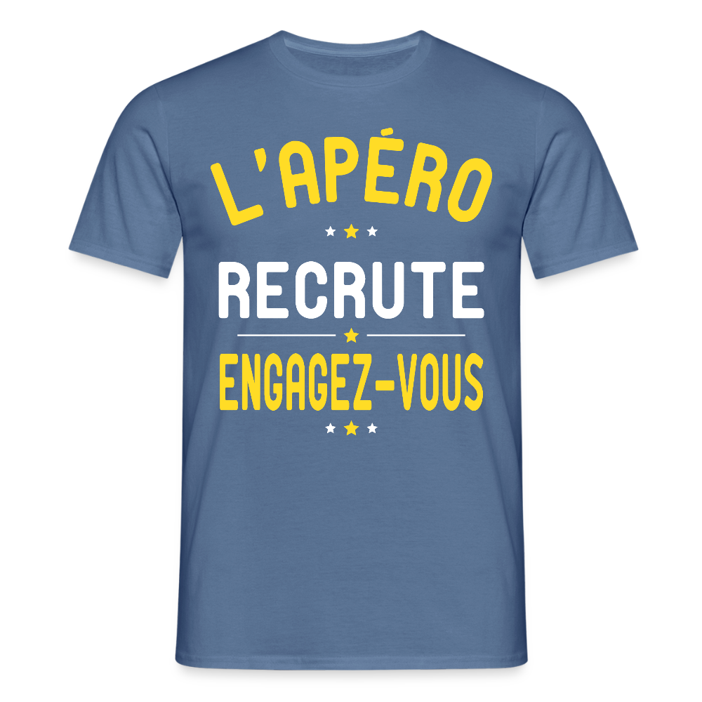 T-shirt Homme - L'apéro recrute - bleu pigeon
