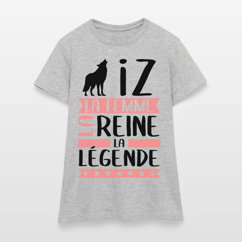 T-shirt femme coloris clair Louise rébus – La Femme, la reine, la légende - gris chiné