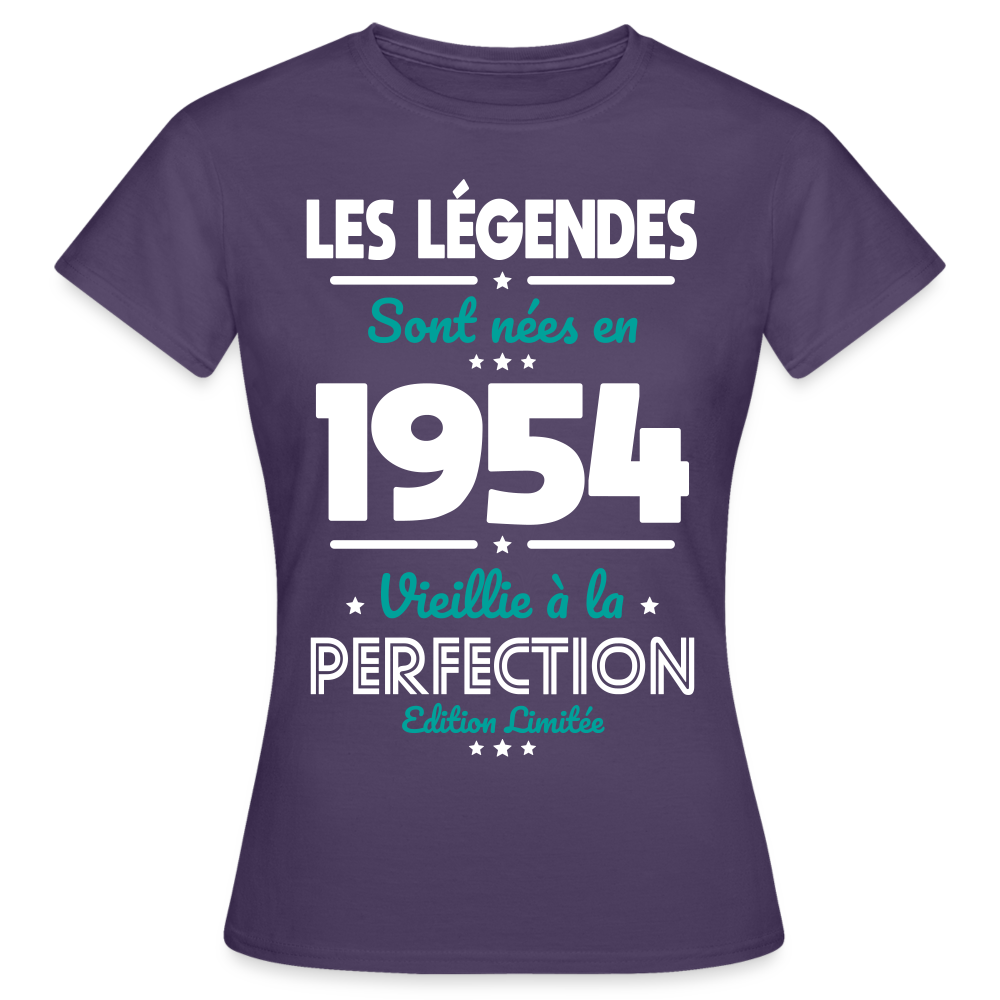 T-shirt Femme - Anniversaire 71 Ans - Les Légendes sont nées en 1954 - violet foncé