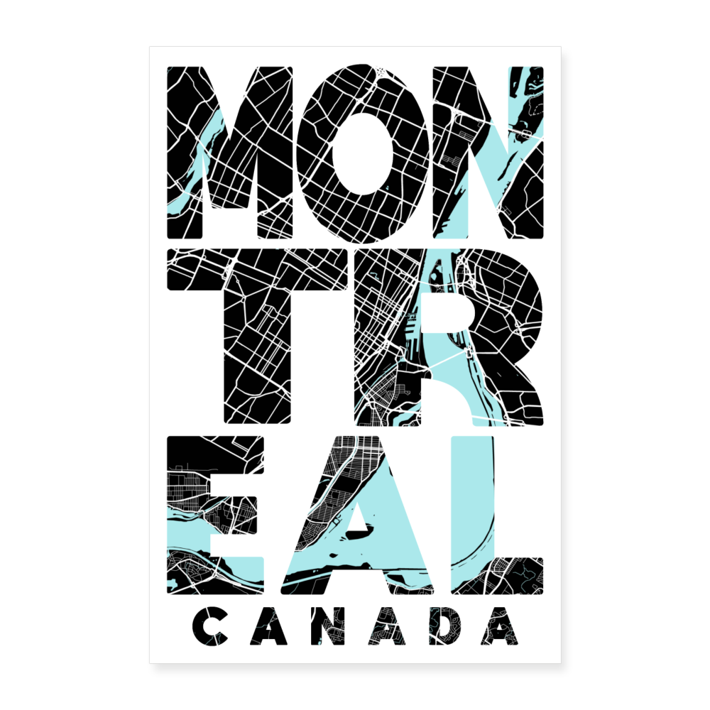 Poster Montréal - Plan Montréal - 40 x 60 cm - blanc