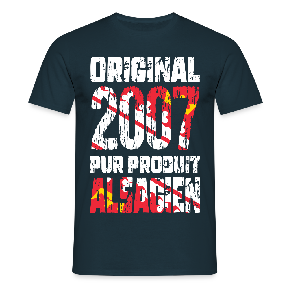 T-shirt Homme - Anniversaire 18 Ans - Original 2007 - Pur produit Alsacien - marine