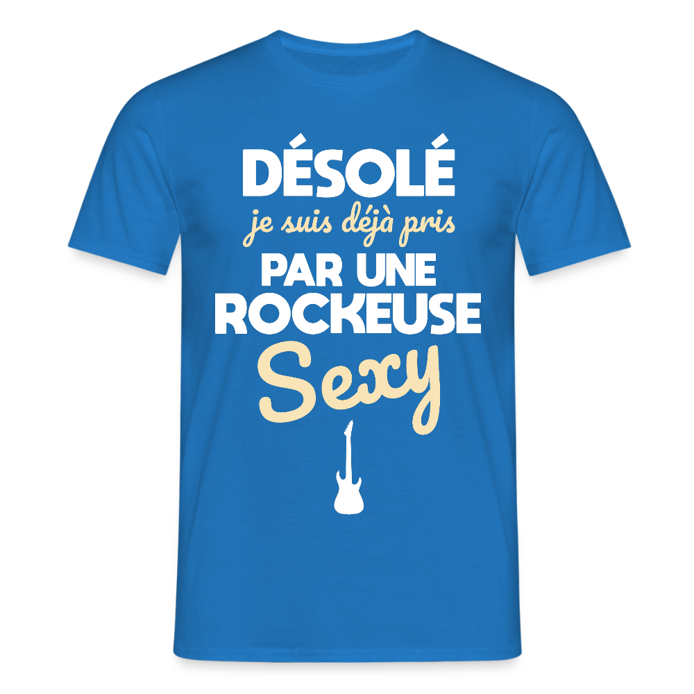 T-shirt Homme - Je suis pris par une rockeuse sexy - bleu royal