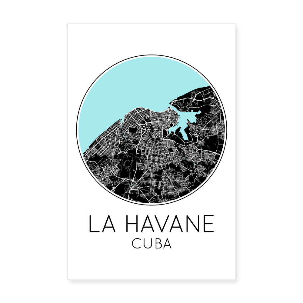 Poster La Havane - Plan La Havane - 20 x 30 cm - blanc