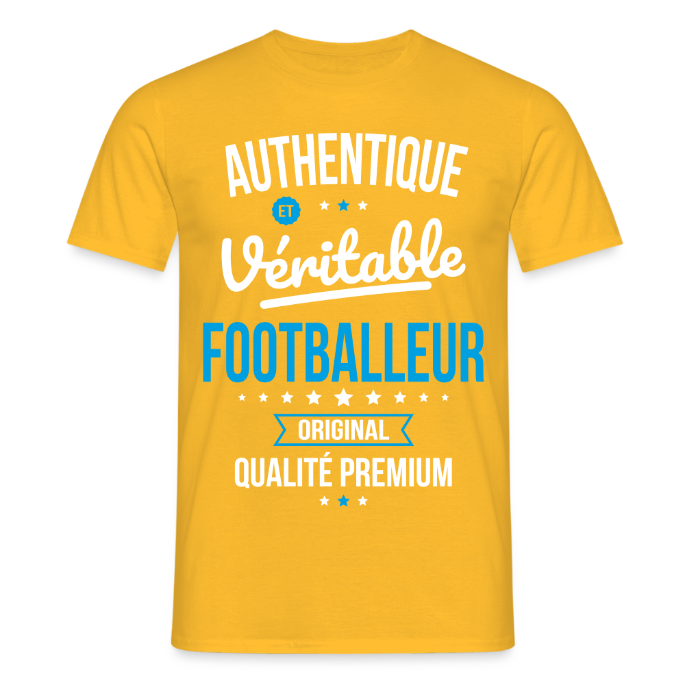 T-shirt Homme - Authentique et véritable Footballeur - jaune