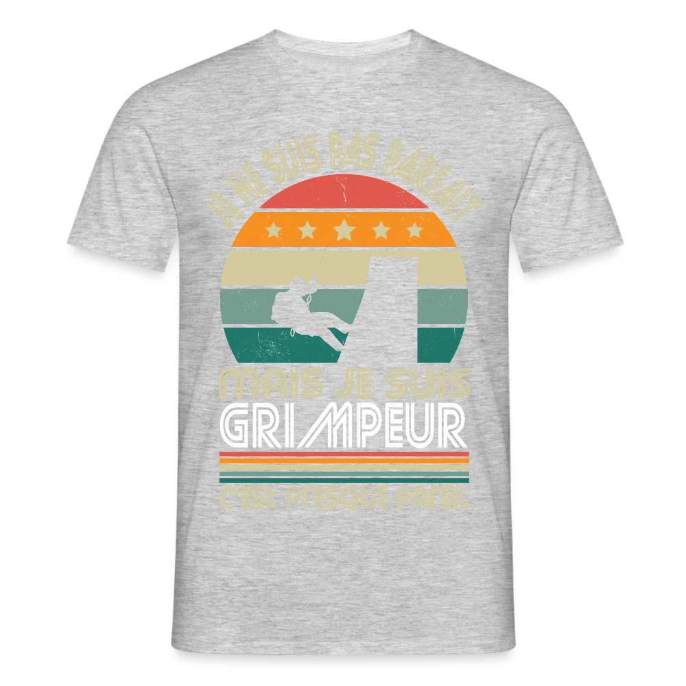 T-shirt Homme - Je ne suis pas parfait mais je suis Grimpeur - gris chiné