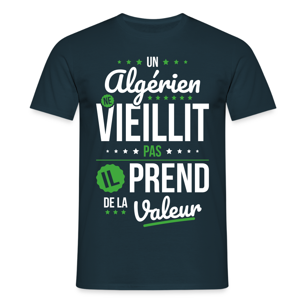 T-shirt Homme - Un Algérien ne vieillit pas - marine