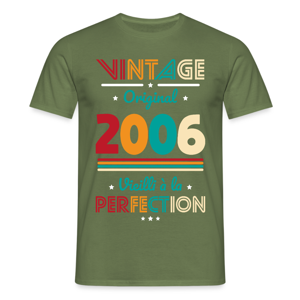 T-shirt Homme - Anniversaire 19 Ans - Vintage Original 2006 - vert militaire