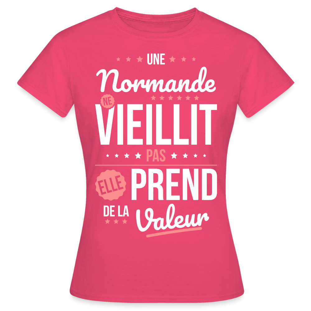 T-shirt Femme - Une Normande ne vieillit pas - rose azalée