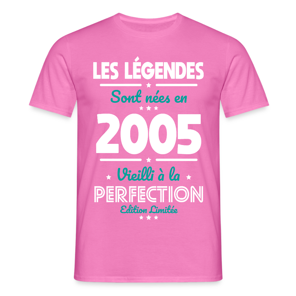 T-shirt Homme - Anniversaire 20 Ans - Les Légendes sont nées en 2005 - rose