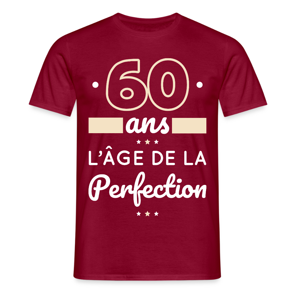 T-shirt Homme - 60 ans l'âge de la perfection - rouge brique