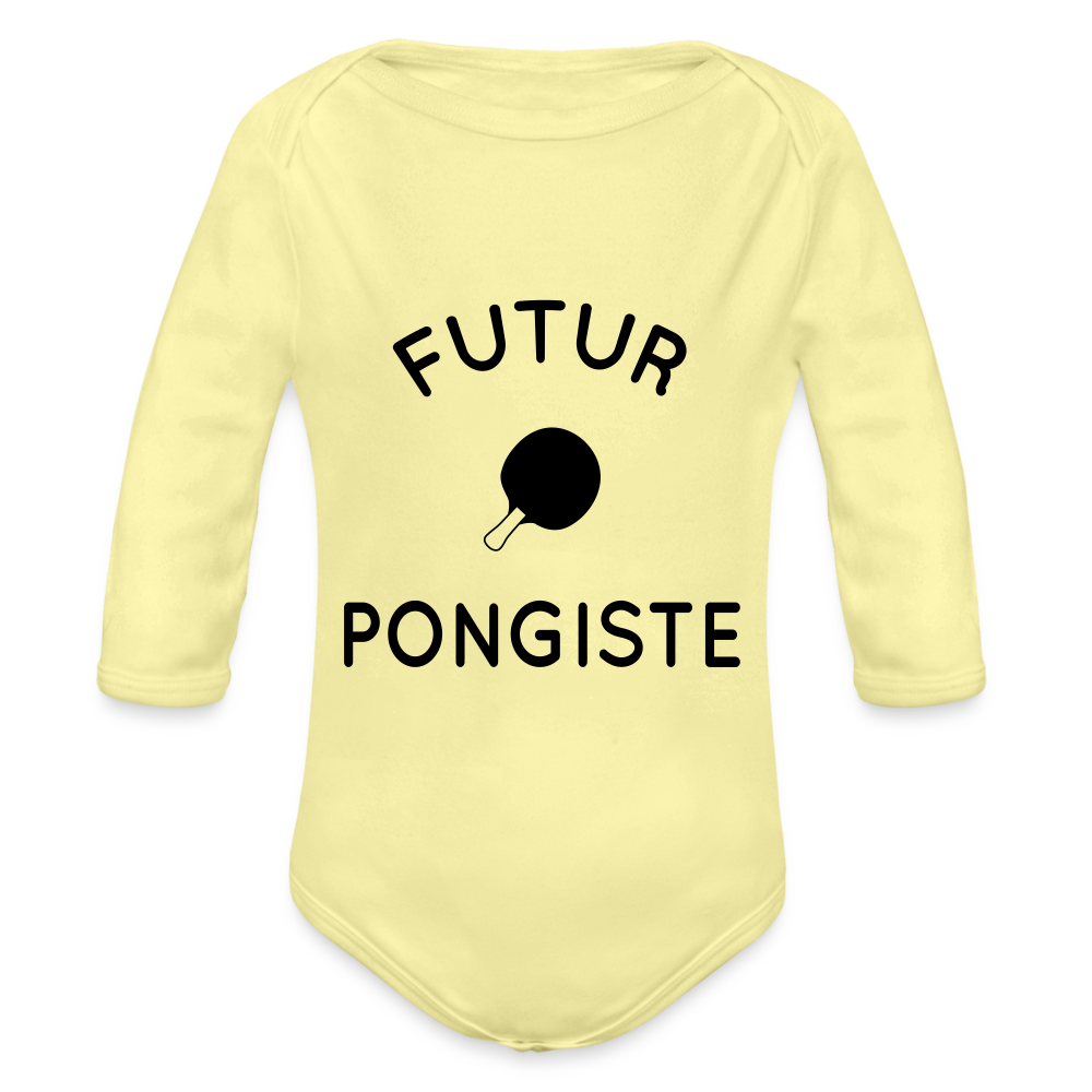 Body Bébé bio manches longues - Futur pongiste - jaune délavé