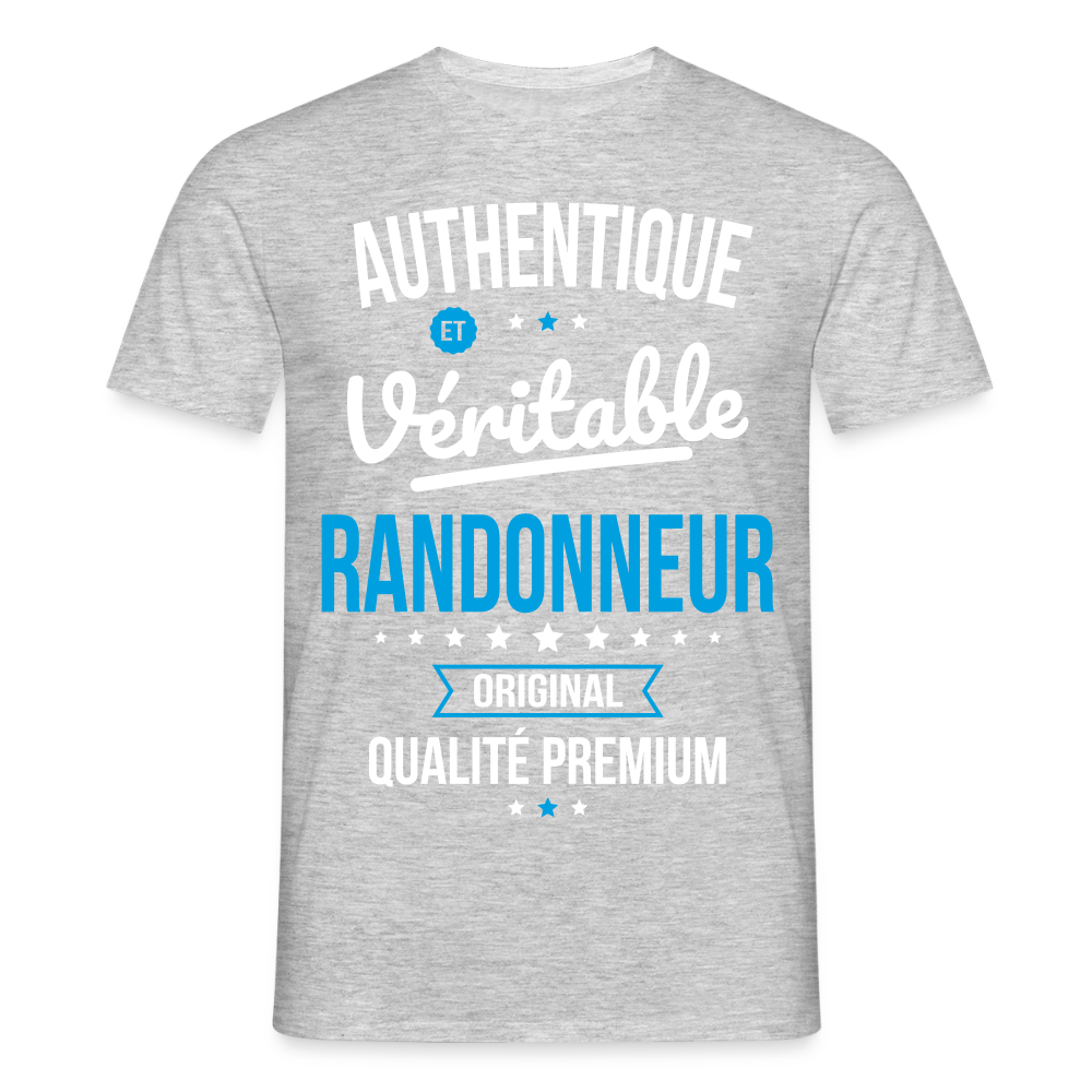 T-shirt Homme - Authentique et véritable Randonneur - gris chiné