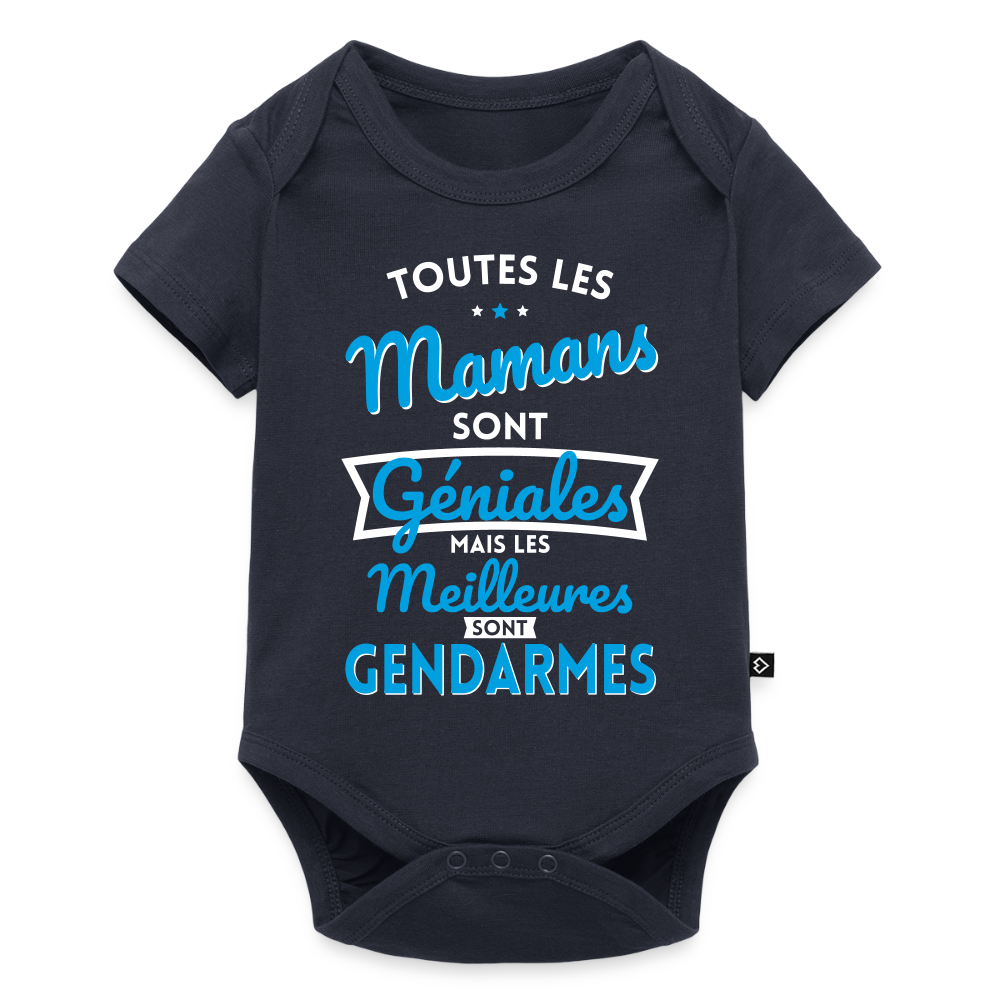 Body Bébé bio manches courtes - Mamans géniales - Les meilleures sont gendarmes - bleu marine