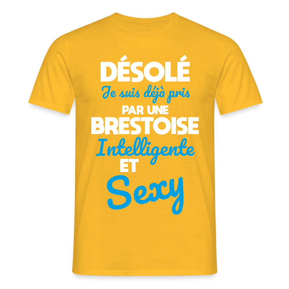 T-shirt Homme - Je suis déjà pris par une Brestoise intelligente et sexy - jaune