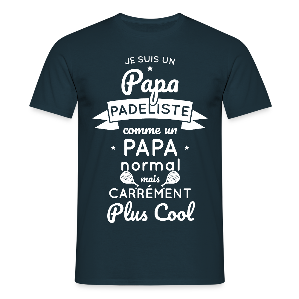 T-shirt Homme - Papa Padeliste Plus Cool - marine