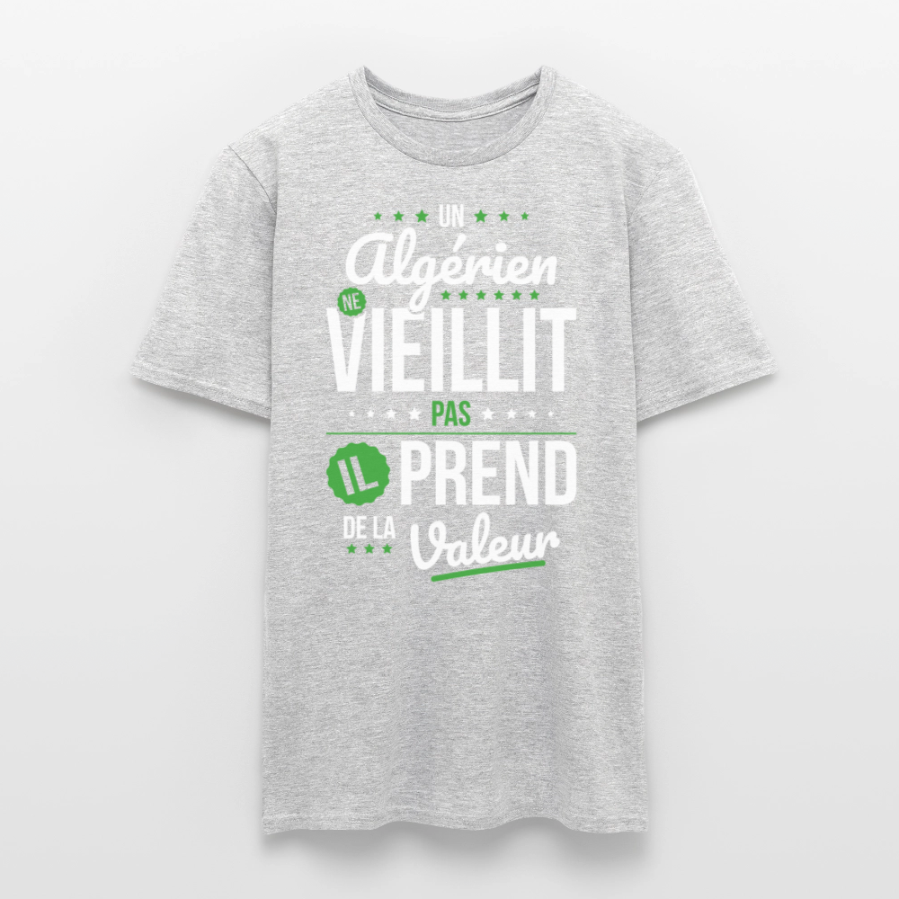 T-shirt Homme - Un Algérien ne vieillit pas - gris chiné