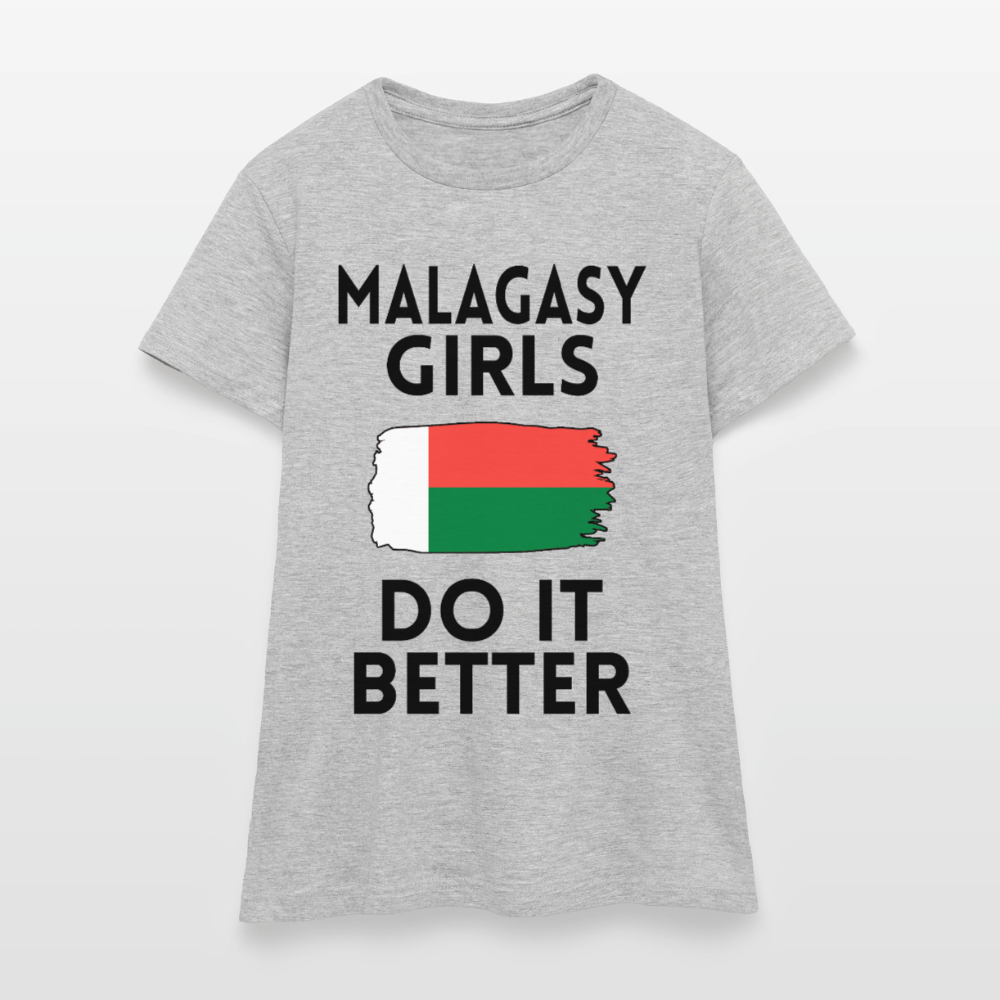 T-shirt femme coloris clair - Malagasy Girls Do It Better - gris chiné