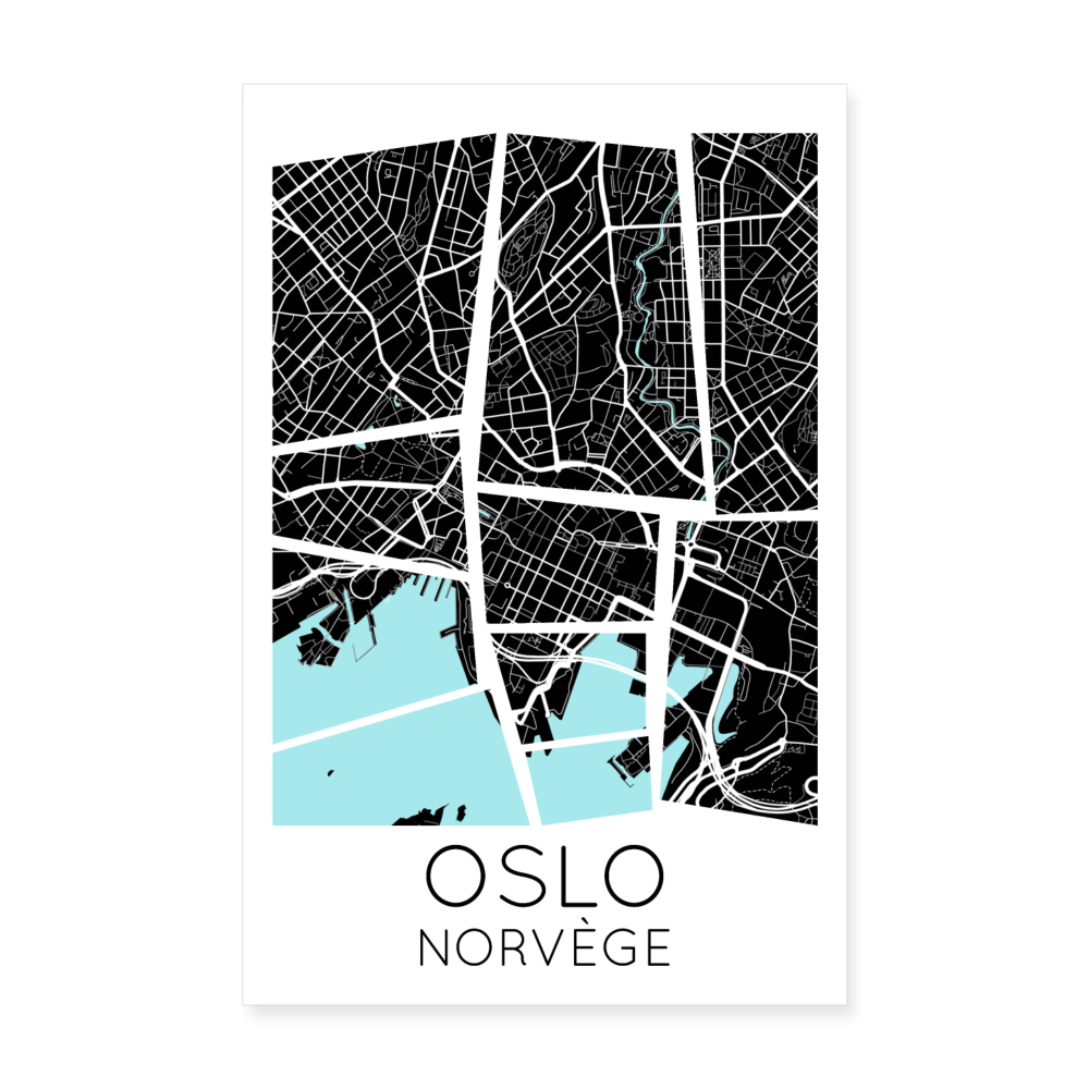 Poster Oslo - Plan Oslo - 20 x 30 cm - blanc