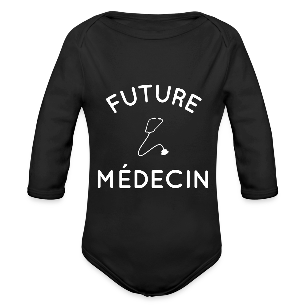 Body Bébé bio manches longues - Future médecin - noir