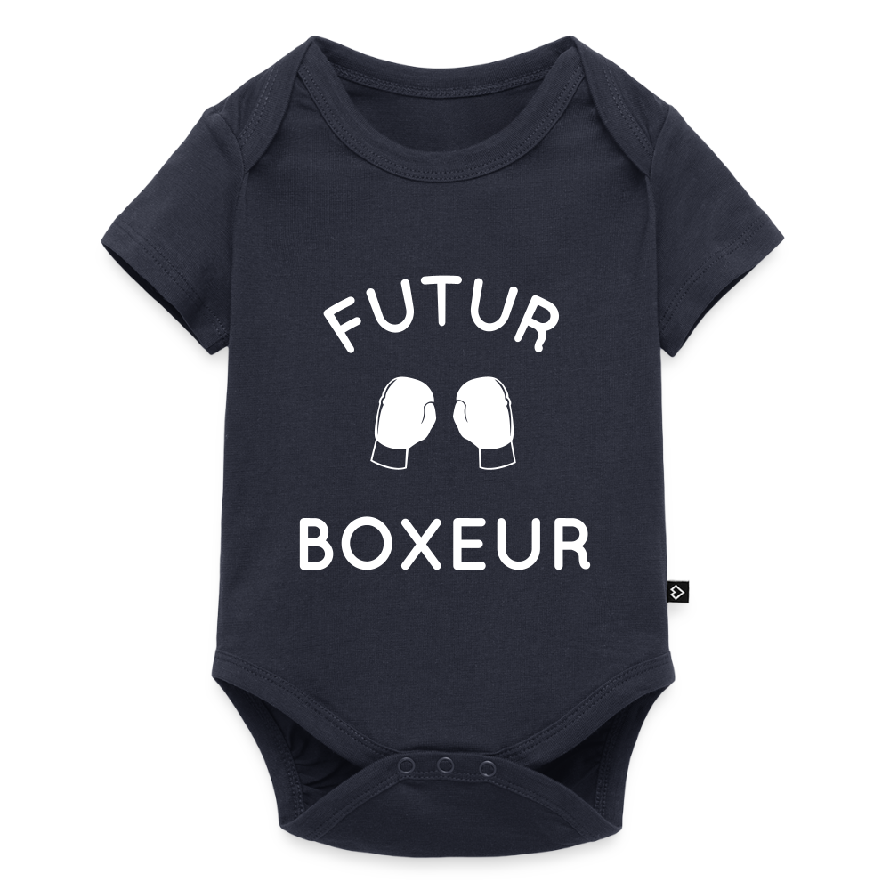 Body Bébé bio manches courtes - Futur boxeur - bleu marine