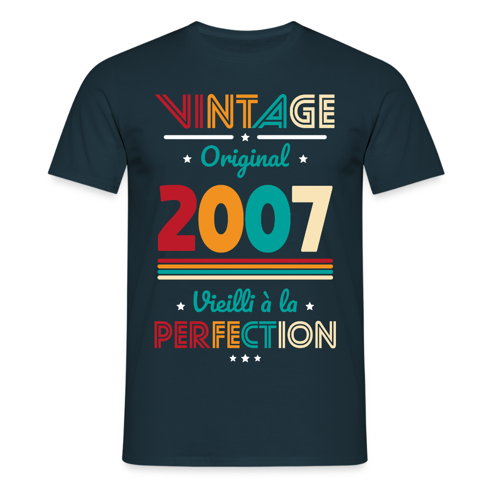 T-shirt Homme - Anniversaire 18 Ans - Vintage Original 2007 - marine