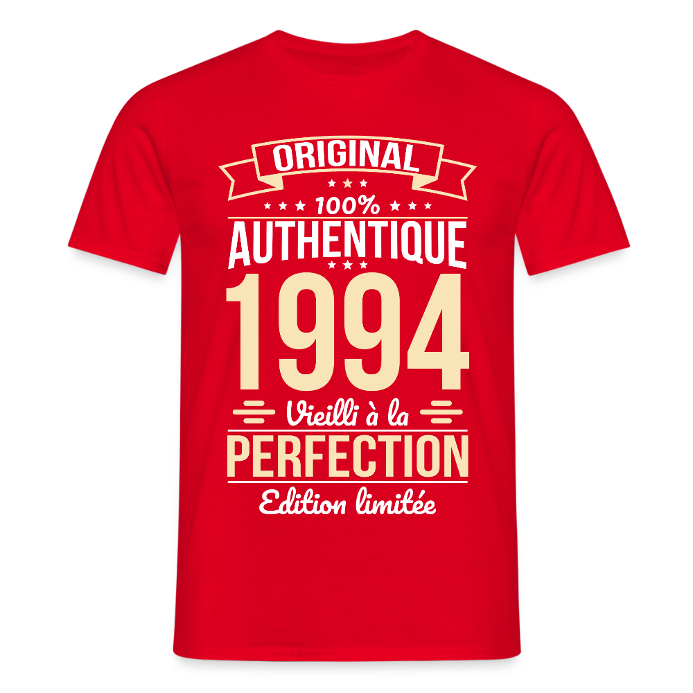 T-shirt Homme - Anniversaire 31 Ans - Original 1994 - rouge