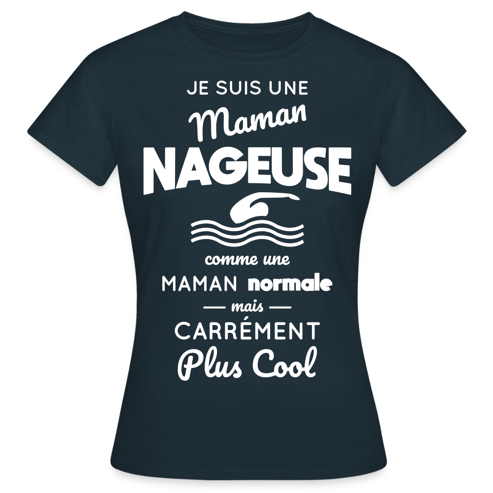 T-shirt Femme - Maman nageuse plus cool - marine