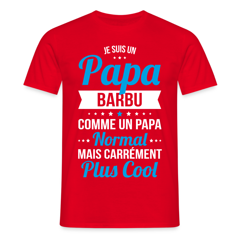 T-shirt Homme - Papa barbu plus cool - rouge