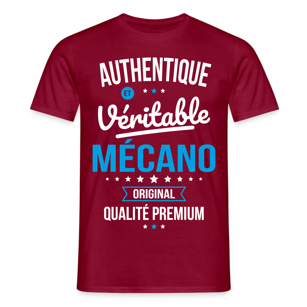 T-shirt Homme - Authentique et véritable Mécano - rouge brique