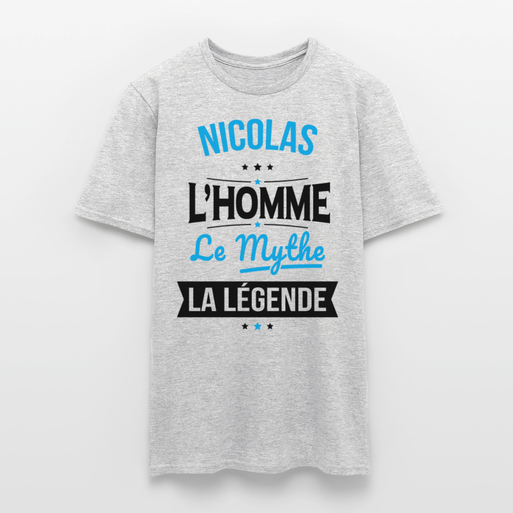 T-shirt Homme - Nicolas - l'Homme - le Mythe - la Légende - gris chiné
