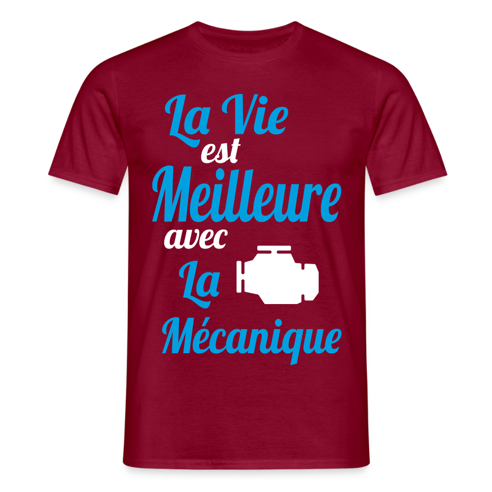 T-shirt Homme - La vie est meilleure avec la Mécanique - rouge brique