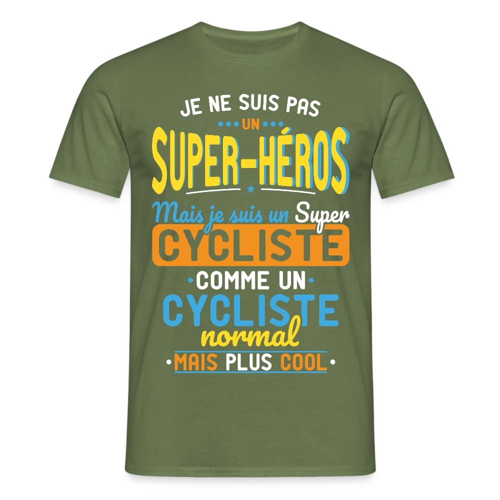 T-shirt Homme - Pas un Super-Héros mais un super Cycliste - vert militaire