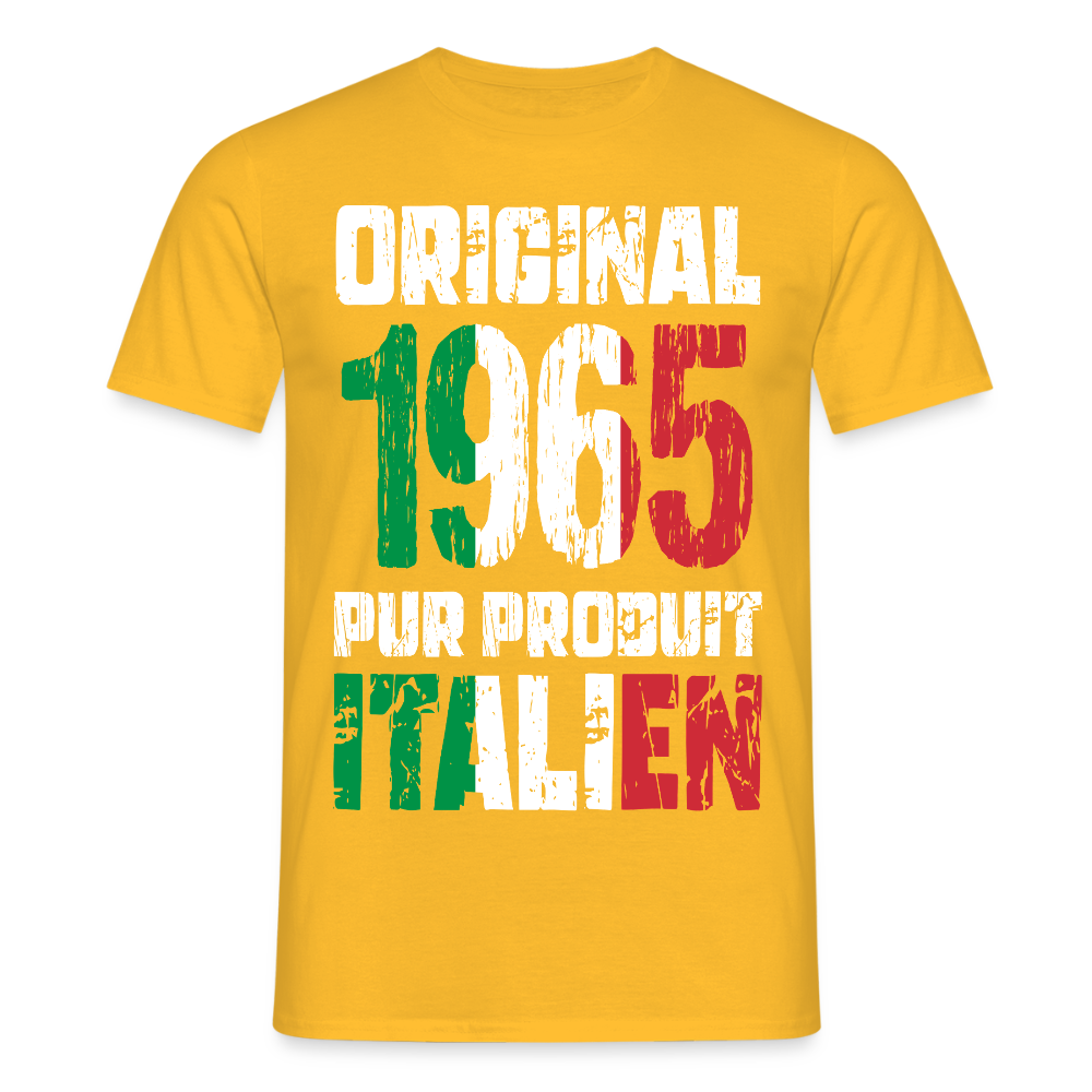T-shirt Homme - Anniversaire 60 Ans - Original 1965 - Pur produit Italien - jaune