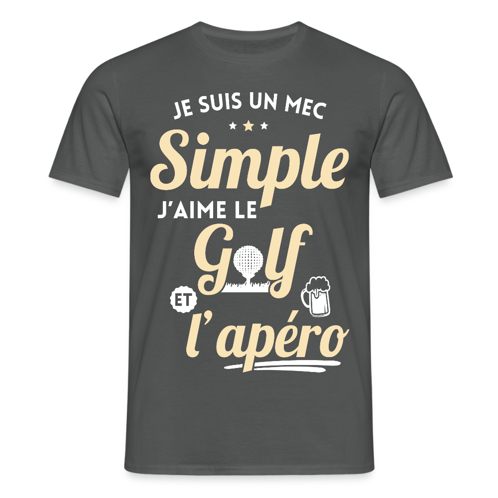 T-shirt Homme - J'aime le golf et l'apéro - charbon