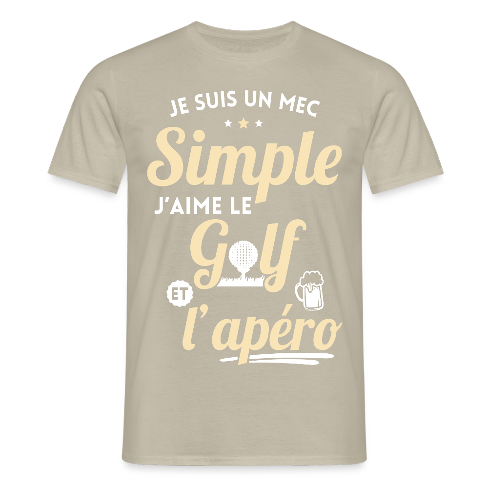 T-shirt Homme - J'aime le golf et l'apéro - beige sable
