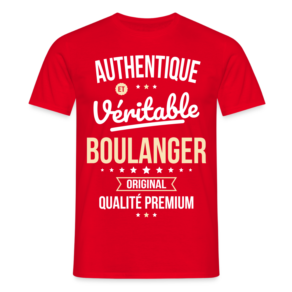 T-shirt Homme - Authentique et véritable Boulanger - rouge
