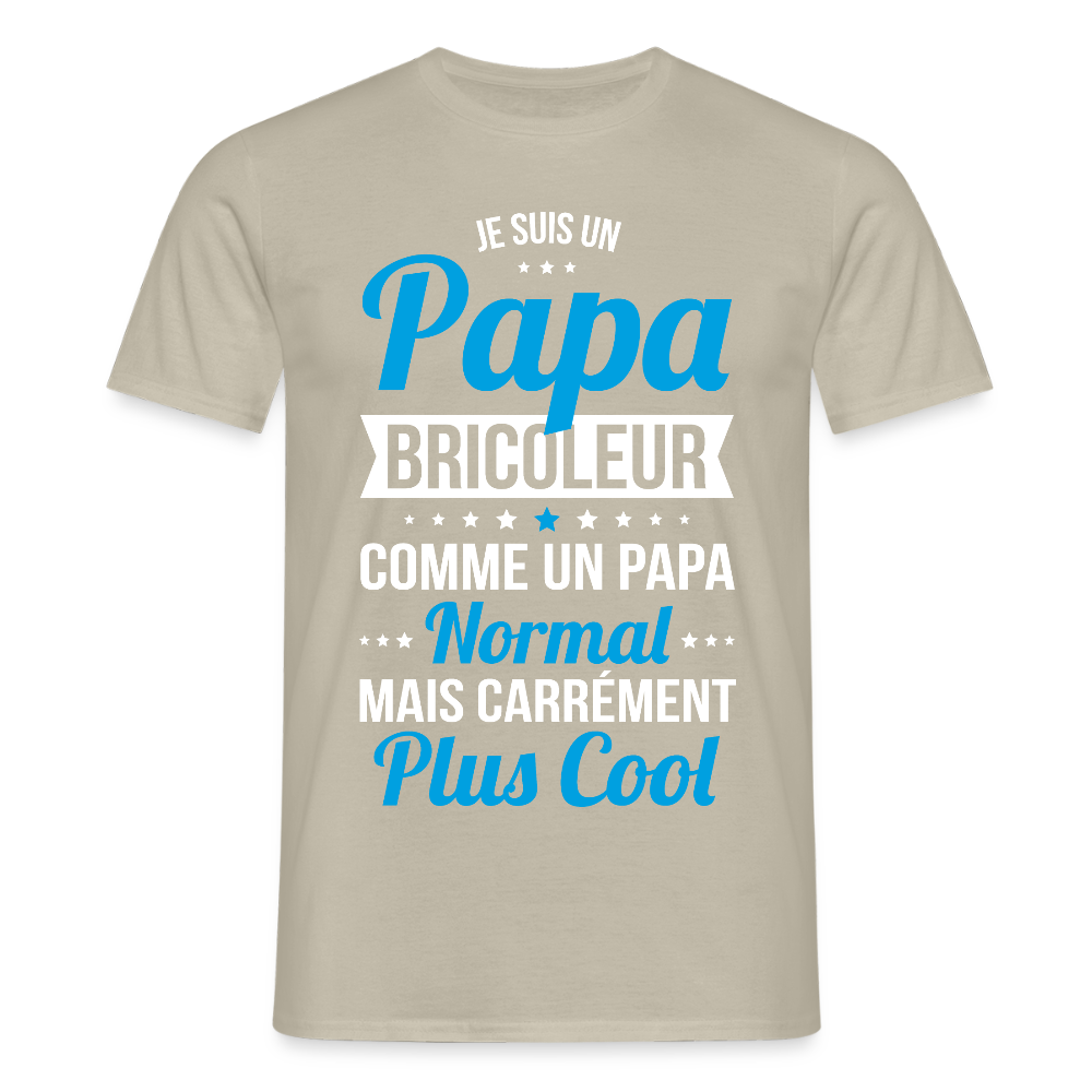 T-shirt Homme - Papa bricoleur plus cool - beige sable