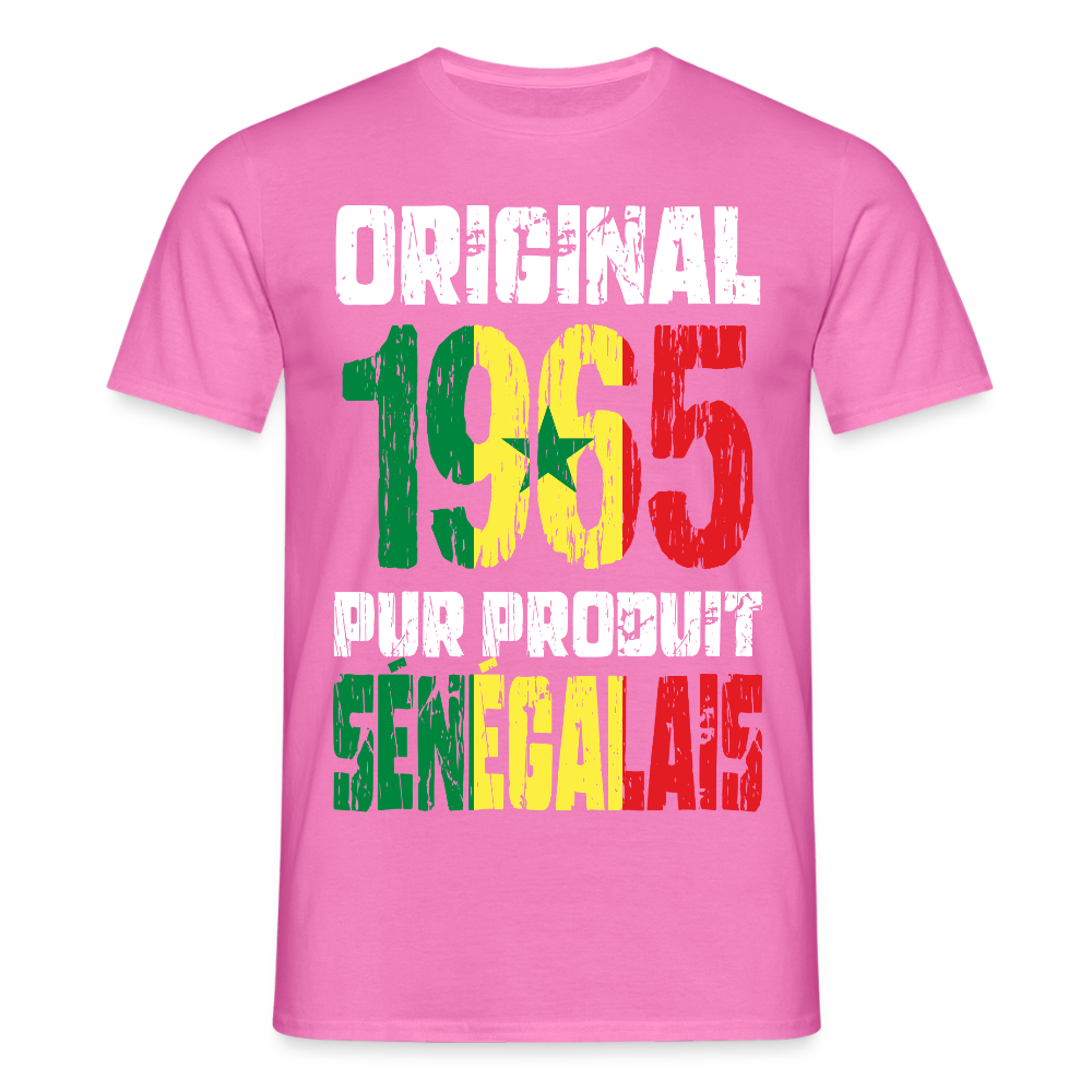 T-shirt Homme - Anniversaire 60 Ans - Original 1965 - Pur produit Sénégalais - rose
