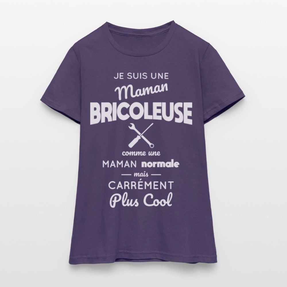 T-shirt Femme - Maman bricoleuse plus cool - violet foncé