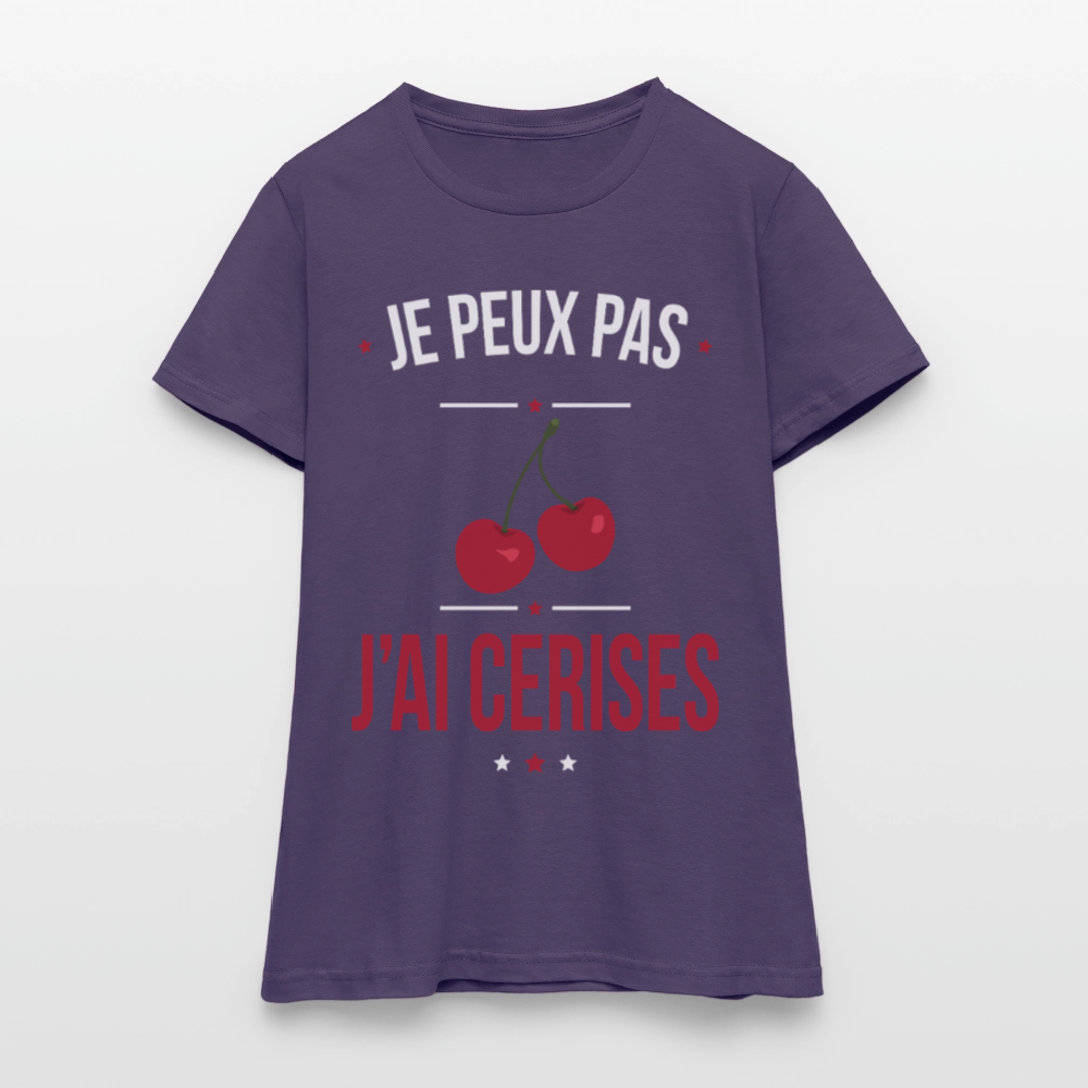 T-shirt Femme - Je peux pas j'ai cerises - violet foncé
