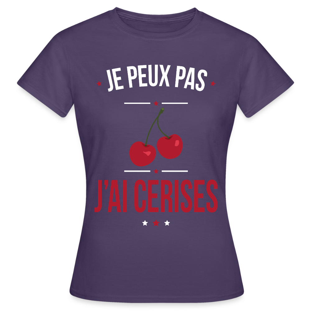 T-shirt Femme - Je peux pas j'ai cerises - violet foncé