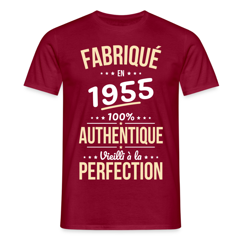 T-shirt Homme - Anniversaire 70 Ans - Fabriqué en 1955 - rouge brique
