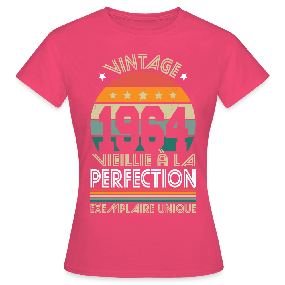T-shirt Femme - Anniversaire 61 Ans - Vintage 1964 - rose azalée