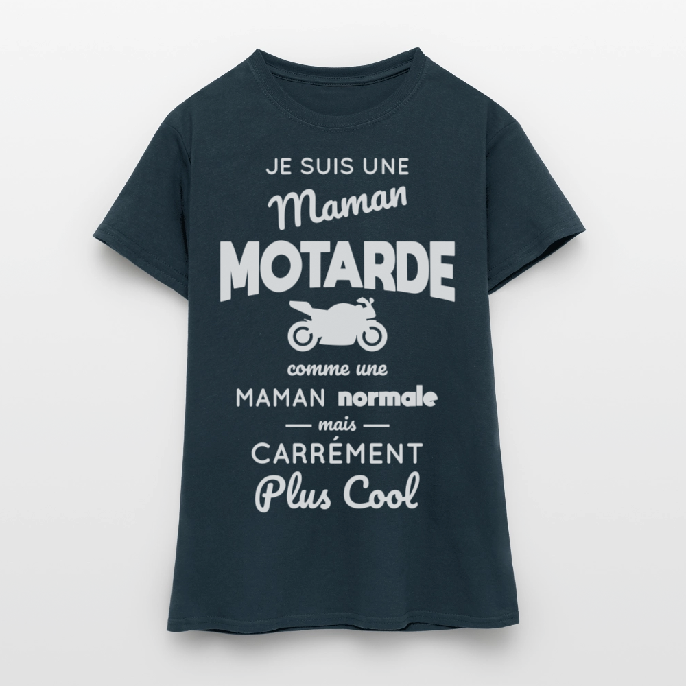 T-shirt Femme - Maman motarde plus cool - marine