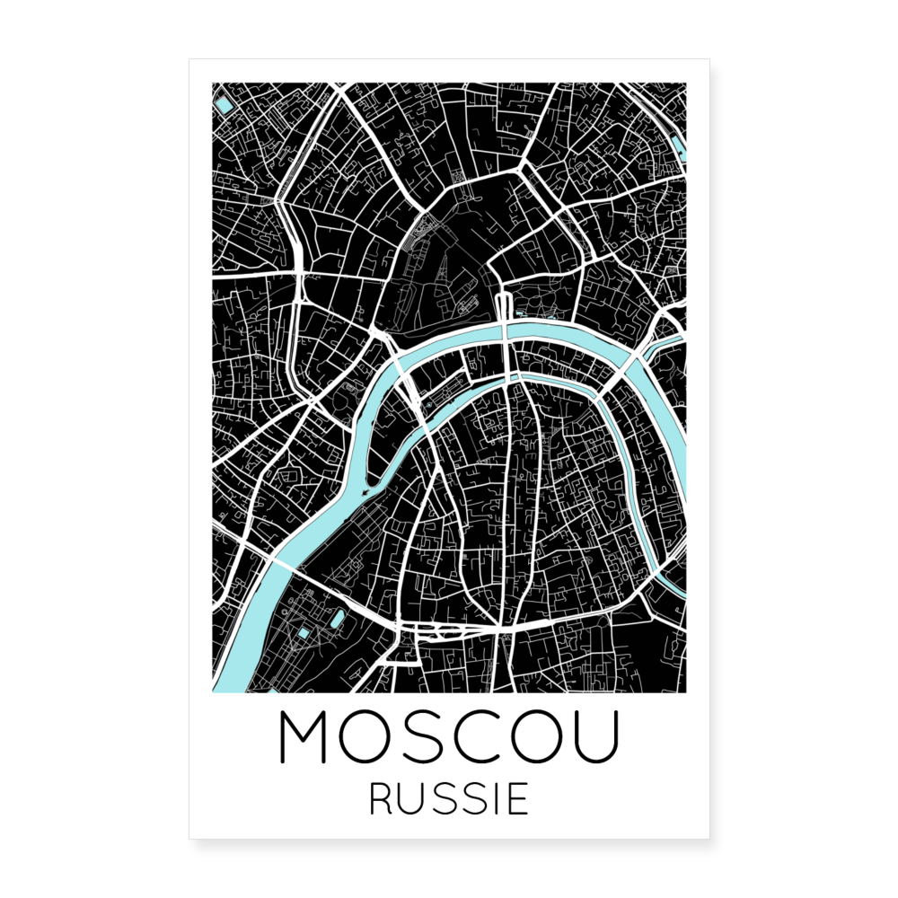 Poster Moscou - Plan Moscou - 60 x 90 cm - blanc