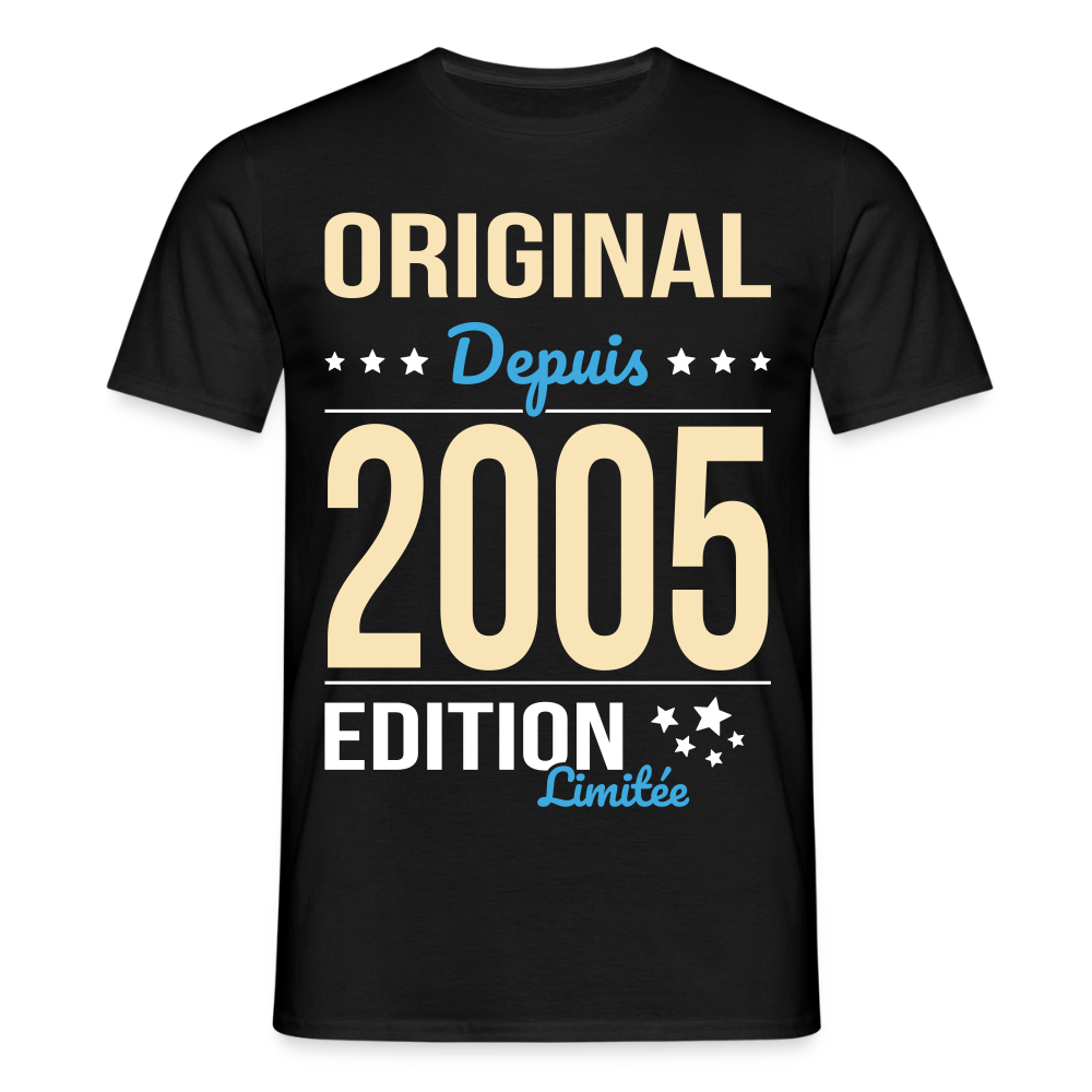 T-shirt Homme - Anniversaire 20 Ans - Original depuis 2005 - noir