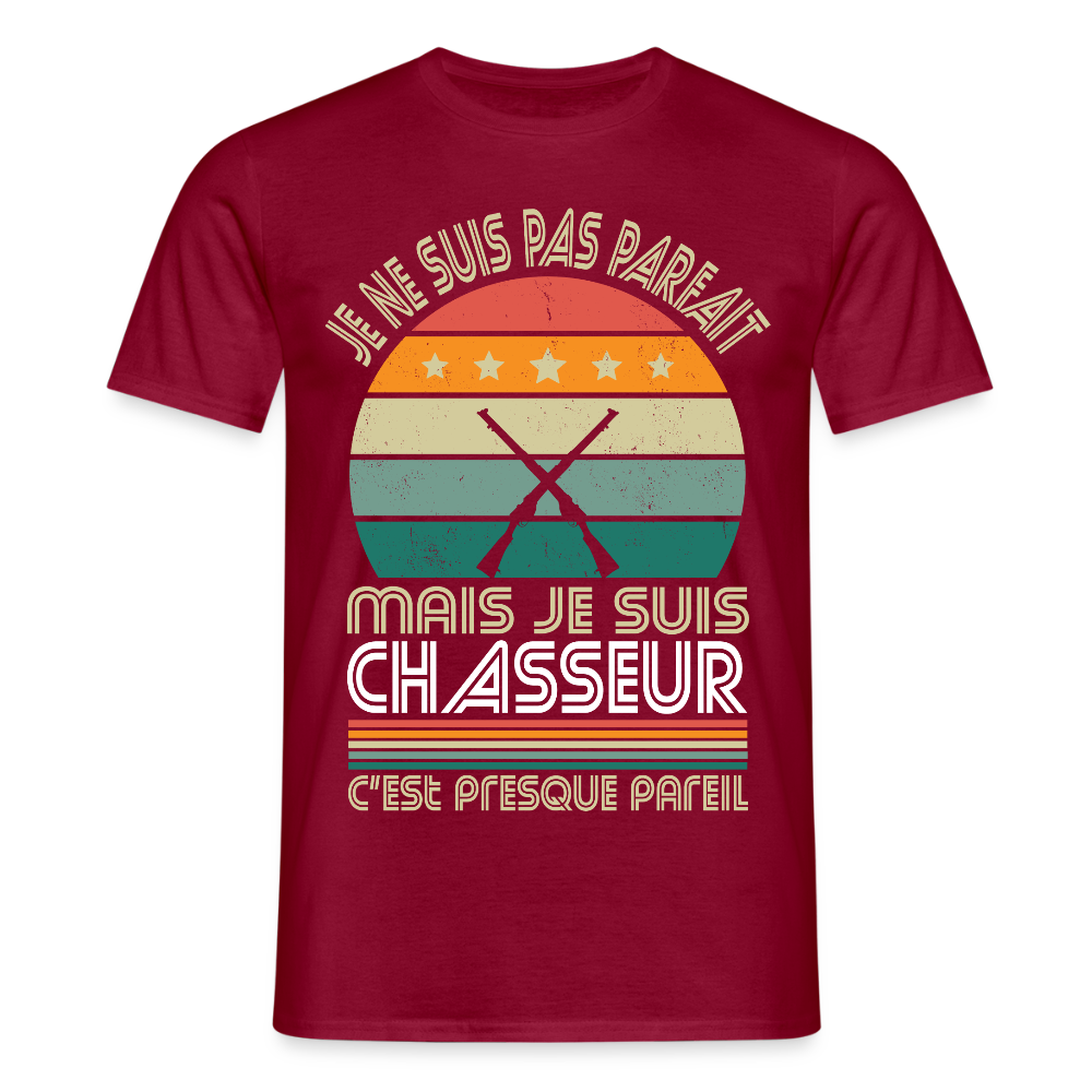 T-shirt Homme - Je ne suis pas parfait mais je suis Chasseur - rouge brique